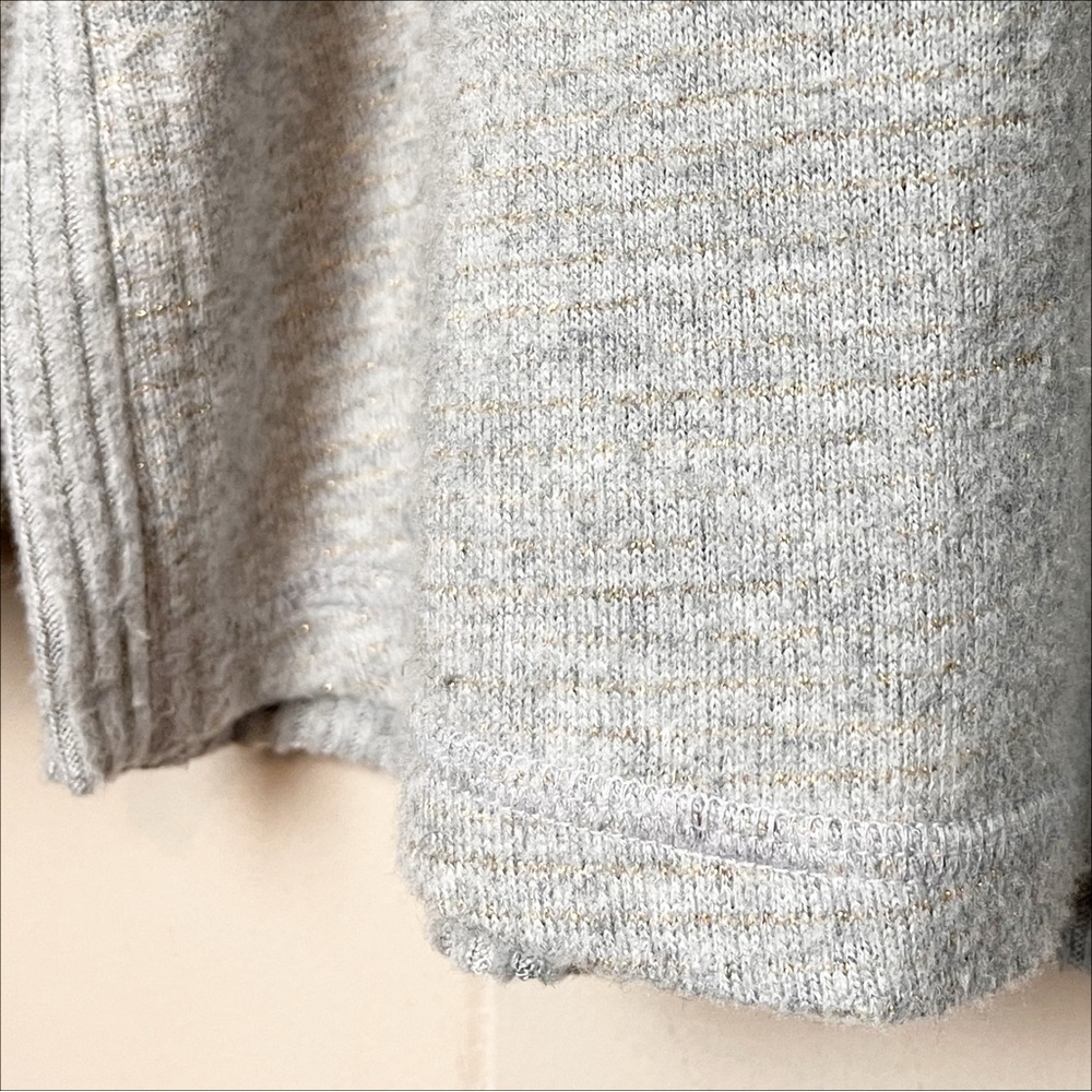 Anthropologie Saturday Sunday Cowl Neck Sweater Medium‎ gray gold metallic cozy - Picture 4 of 11